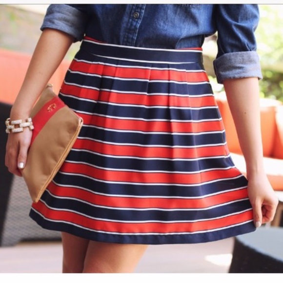 🧡💙 Preppy Striped Skirt - Picture 1 of 7